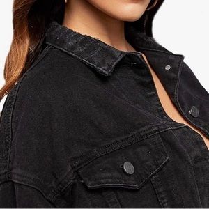 Oversized Cropped Denim Jacket - Black